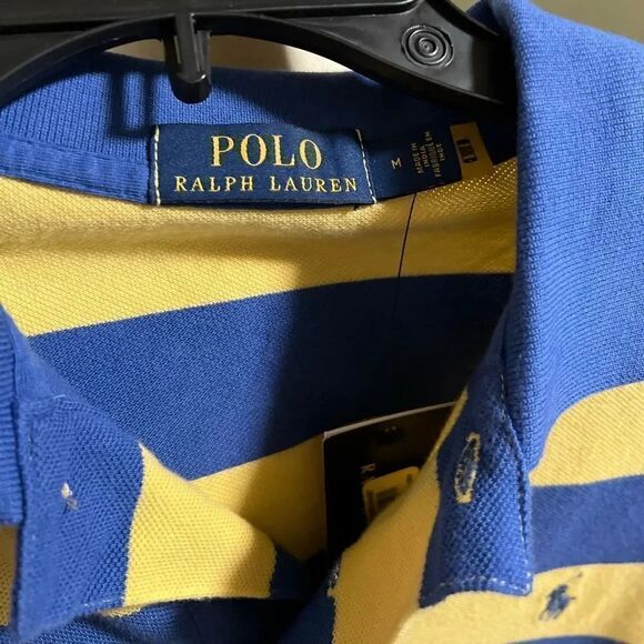 NWT Polo Ralph Lauren Classic Rugby Blue and Yellow Polo Medium Shirt #M14 - Picture 2 of 7
